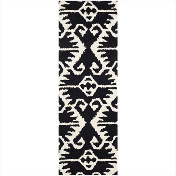 Safavieh 2 ft. 3 in. x 9 ft. Runner Contemporary Wyndham Black and Ivory Hand Tufted Rug WYD323D-29